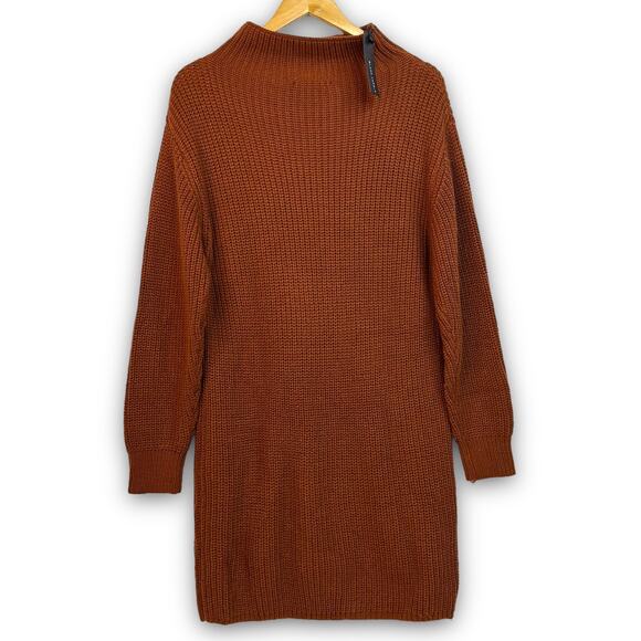 NEW Black Tape Cable Knit Sweater Dress Long Sleeve Cinnamon Brown Size Small - Picture 3 of 4
